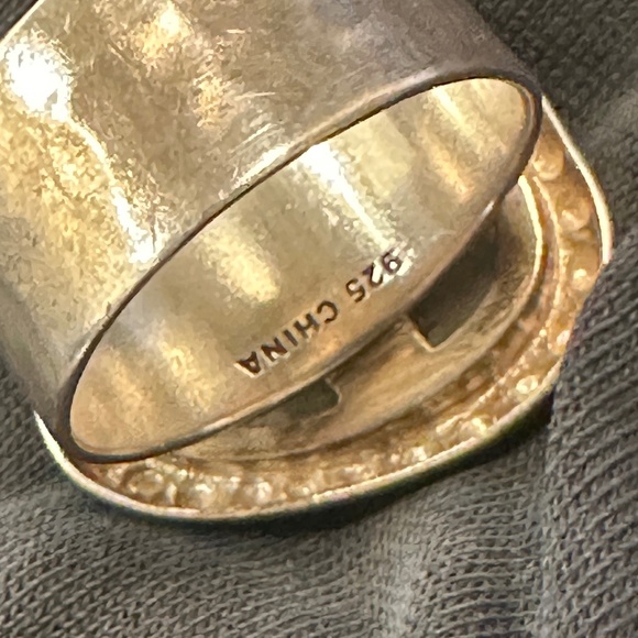 Silpada Fantasy ring, thick band sterling silver w/ diamond cut pyrite, size 8. - Picture 7 of 10